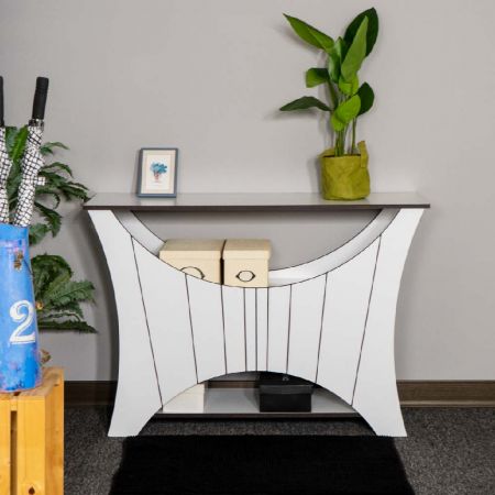 White Plastic Plywood Black Line 80cm Height Console Table - White Plastic Plywood Black Line 80cm Height Console Table